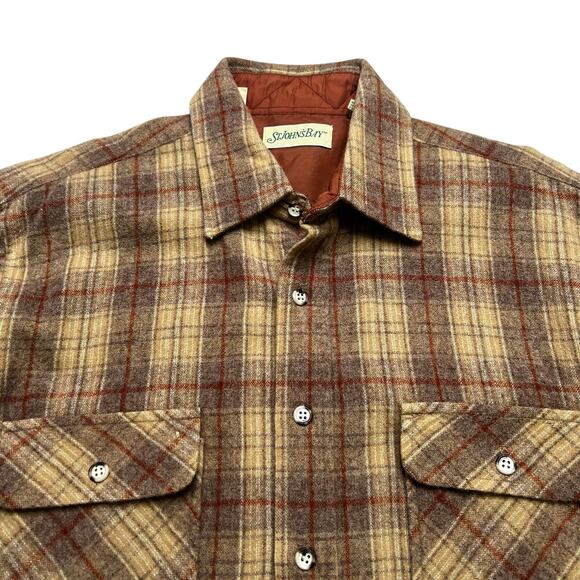 Vintage St. John’s Bay Wool Plaid Shirt Jacket Size Large 100% Virgin Wool boho - Picture 2 of 10